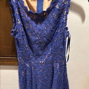 Juniors Elegant Blue Lace Dress